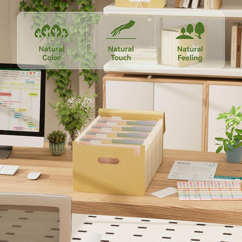 EcoStash Accordion File Organizer, 26 Pockets Wheat Straw Expanding File Folder, Monthly Bill Receipt Organizer, A-Z Tabs, 100% BPA Free, Return to Nature, Healthy Living, Letter/A4 Size-Wheat Yellow - Image 4